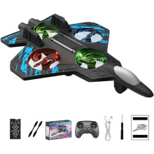 RC-stuntstridsflygplansleksak med 360 vändning och LED-lampor