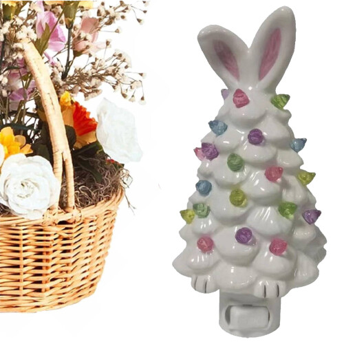Veilleuse LED Lapin de Pâques à brancher, blanche