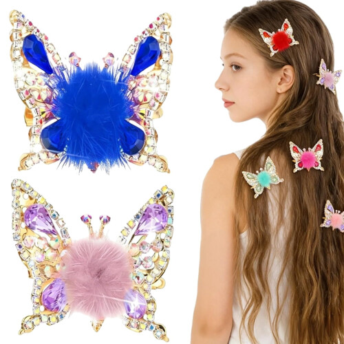 Fermaglio per capelli a forma di farfalla in lega con strass (1 pezzo)