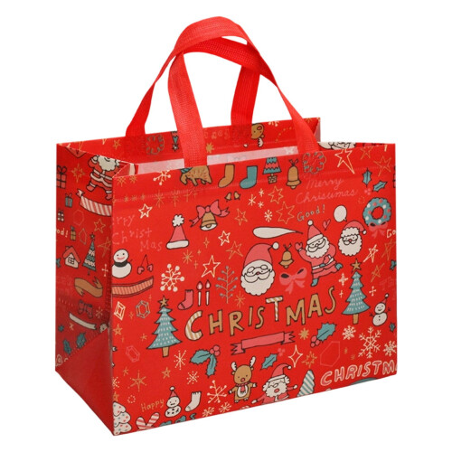 Sacolas de presente de Natal reutilizáveis de tecido não tecido, tamanho grande.