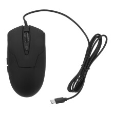 Bedrade USB-C gamingmuis met LED-achtergrondverlichting en ergonomisch ontwerp.