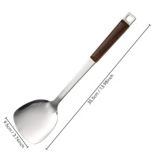 Spatulă wok din oțel inoxidabil cu mâner din lemn