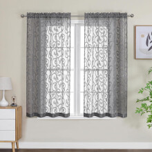 Rideaux voilages jacquard 101,6 cm (40 po) de largeur x 114,3 cm (45 po) de longueur – Lot de 2