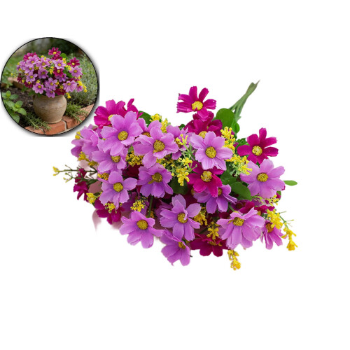 28 de tulpini artificiale de crizantemă și orhidee, 32 cm