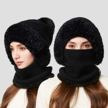 Ensemble écharpe et bonnet doublés polaire pour l'hiver.