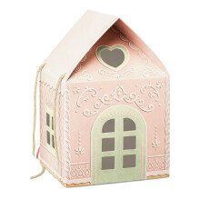 Boîte cadeau chalet de Noël en papier 18 x 38 cm