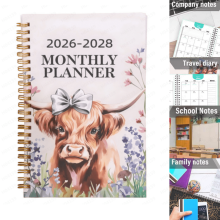 Highland Cow akvarell havi tervező 2026-2028 1 db