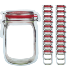 Bolsas reutilizables para snacks de 500 ml - Paquete de 20 unidades, color rojo.