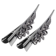 Pinces à cheveux pour femmes, strass et métal, lot de 2