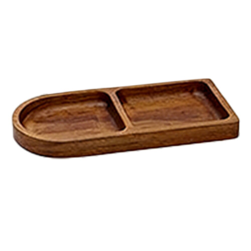 Bandeja de madera para servir con 2 compartimentos, 34 x 12 cm.