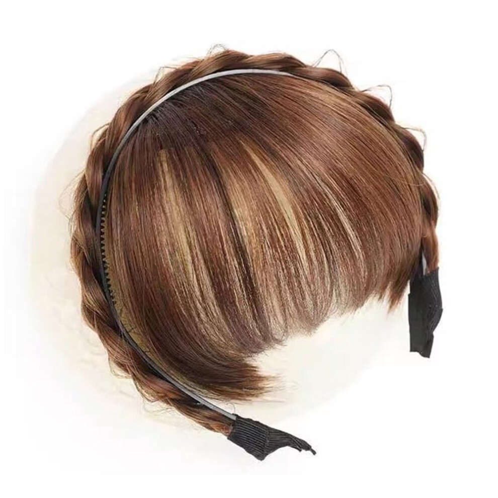 Synthetic Fake Bangs Headband with Double Row Braids