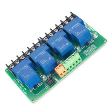 4 csatornás relé modul5V/12V/24V optocsatoló leválasztással
