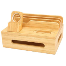 Bamboo Multi Device Charging Station Multi Devices Charging Station Charging Dock Stand Rack for Phone Tablet Watch