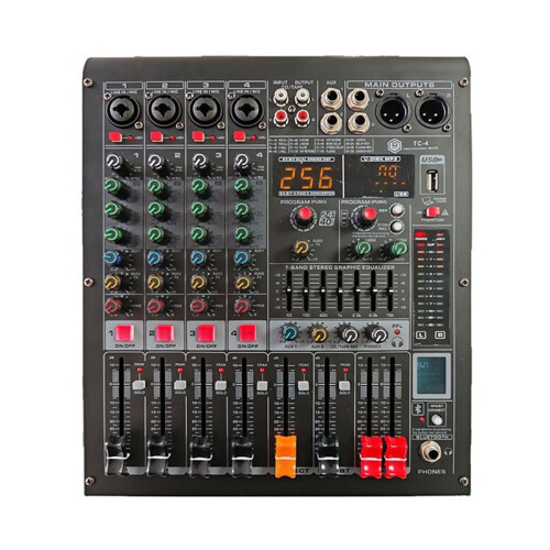 Console de Mixage Audio  4 Canaux avec Réverbération 256 DB pour PC, Scène, Studio DJ