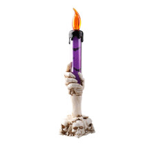 Skeleton Hand Candle Holder with Skull Base & LED Flame