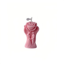 Bougie parfumée en forme de rose - Cire de soja, rouge/rose