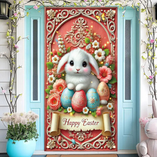 Rideau de porte de Pâques en polyester 180 x 90 cm