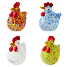 Mini kézzel fújt üveg csirkefigurák farmhouse dekorációval4
