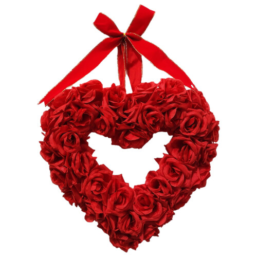 Coroa de rosas vermelhas com laço, 40 cm, 3 peças