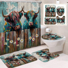Ensemble de salle de bain Highland Bull imperméable 4 pièces