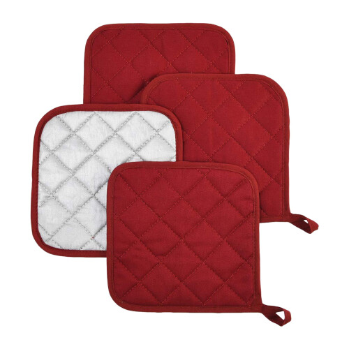 4-Pack Cotton Pot Holders 7x7 Inch Heat-Resistant
