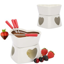 Service à fondue en porcelaine en forme de cœur 320 ml