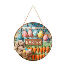 Panneau de porte en bois Lapin de Pâques 20 cm (7,87 po) Décoration rustique de ferme