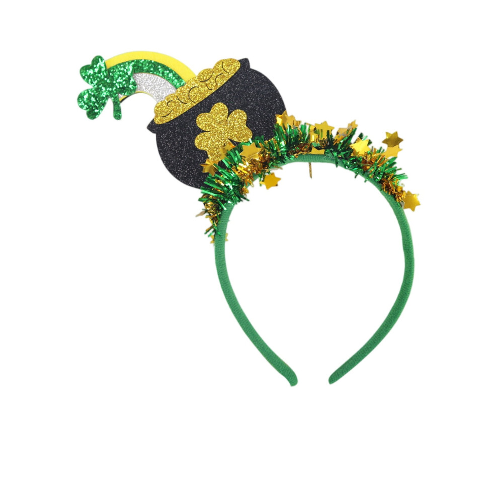 Shamrock headband with glitter ears and clover decor