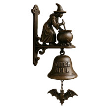 Campanello vintage da strega in ghisa, decorazione di Halloween