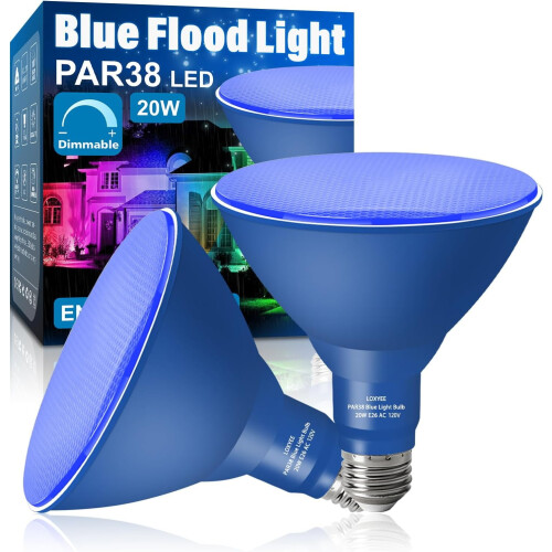 Ampoule PAR38 bleue à projecteur E26 20W dimmable (lot de 2)