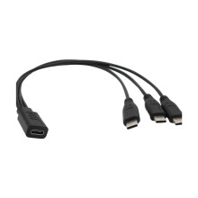 USB-C female naar 3 male kabel voor telefoons, tablets en laptops
