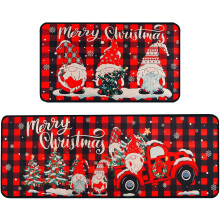 Christmas kitchen rugs set of 2 black non-slip washable mats