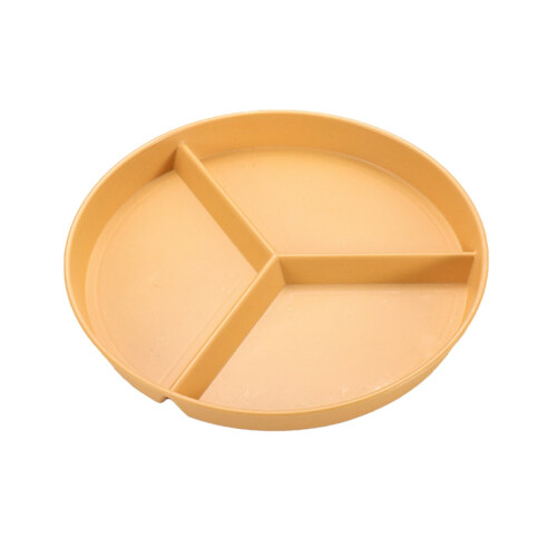 Lightweight Divided Dinner Plates 10 In Round Plastic Buffet Plates Stackable Yellow Three-Cell Grid Plates 1