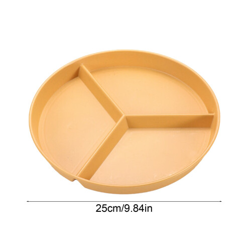 Lightweight Divided Dinner Plates 10 In Round Plastic Buffet Plates Stackable Yellow Three-Cell Grid Plates 2