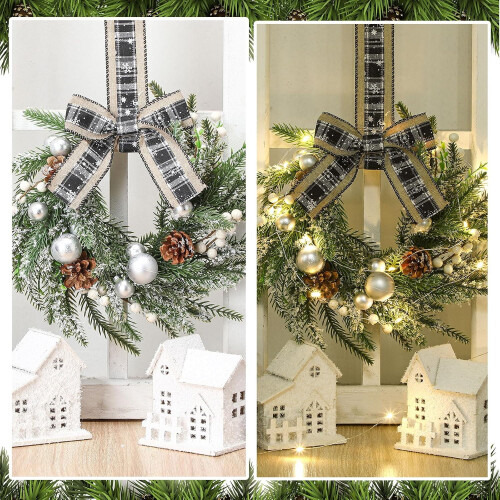 Mini kerstkransen groen wit kunstmatig 2 stuks 2