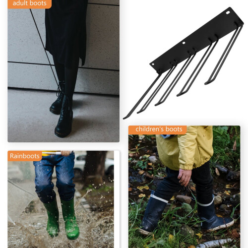 Black Metal Boot Rack Wall Mounted Organizer for Tall Boots Space Saving Design 2