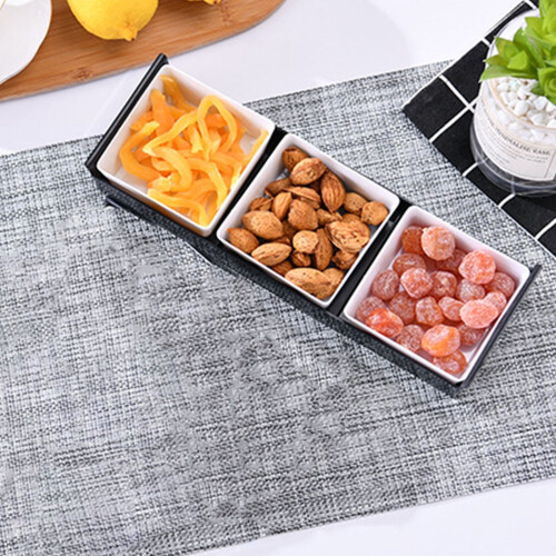 Bandeja de plástico para aperitivos de 6 secciones con tapa