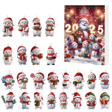 Calendrier de l'Avent Bonhomme de neige 2025 – 24 décorations en acrylique