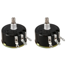 2X Wx050 10K Ohm 5W 6Mm Potentiometre Ronde Rotatif de Fil Enroule Noir + Argent