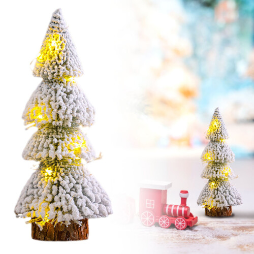 Mini Christmas Trees Set Bottle Brush Flocked 4 Pcs