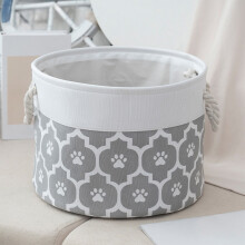 Gray Canvas Storage Basket with Handles, 35 x 25 cm