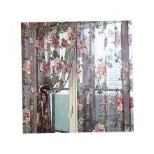 Rideaux rétro à motif pivoines roses, voilages, style vintage élégant, passe-tringle