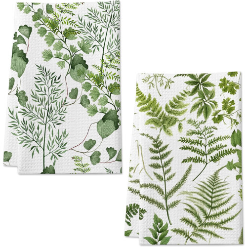 Πετσέτες κουζίνας Green Herb Leaf 16x24" (Σετ των 2)
