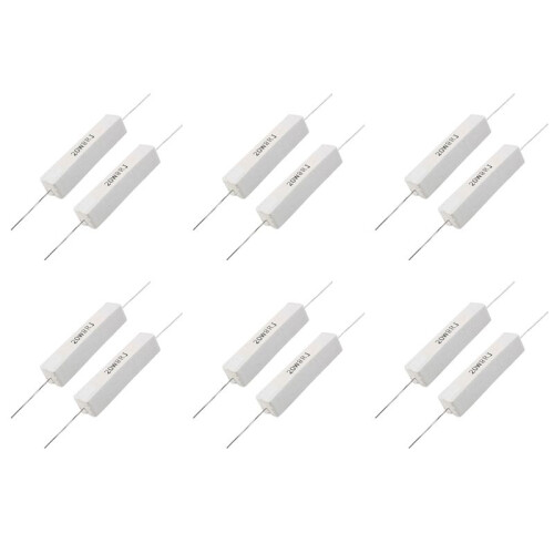 12 Pcs Wire Wound Ceramic Cement Resistor 8 Ohm 20W 5%