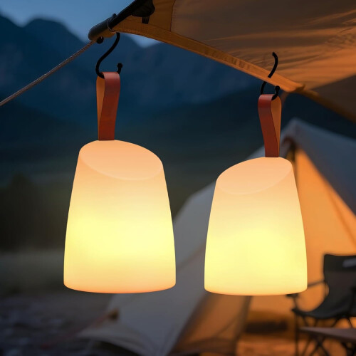 Lanternă de camping LED reîncărcabilă, pachet de 2, cu telecomandă