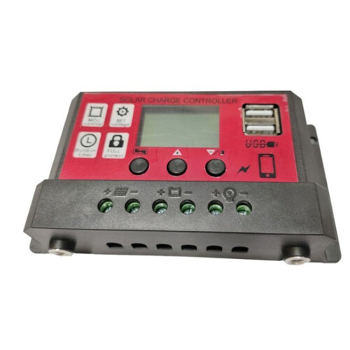 30A Solar Controller with  Hole 12V 11.1V LCD Photovoltaic Charging Controller USB Charging Controller