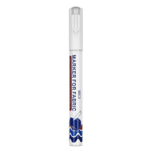 Marker textil alb, vârf de 2 mm, uscare rapidă și