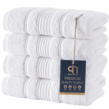 Serviettes de toilette en coton turc, lot de 4, 550 g/m², blanches