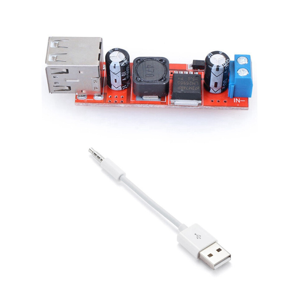 Dual Usb 9V/12V/24V/36V To 5V Converter - 3A Step Down Power Module With Suitable For Shuffle Data Cable 4712044155337
