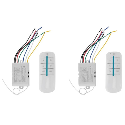 2X 4 Way Light Lamp Digital Wireless Remote Control  /OFF 220V